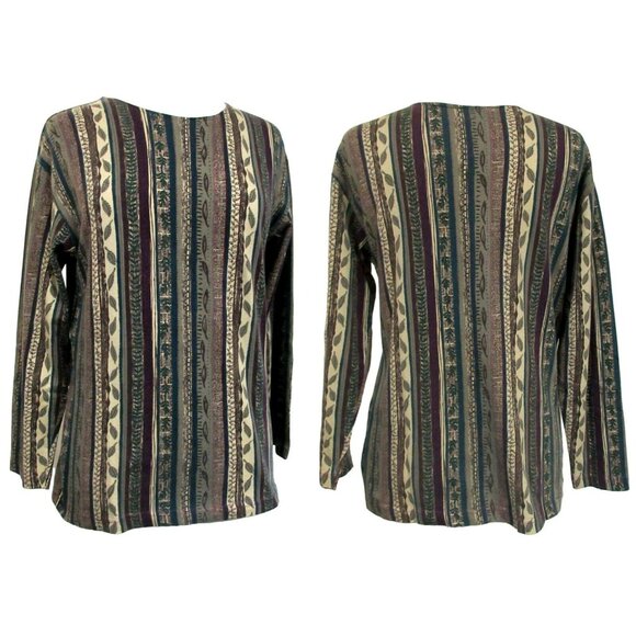 Woolrich Womens 100% Cotton Long Sleeve Pullover Top Leaf & Vine Print Sz S - Picture 1 of 6